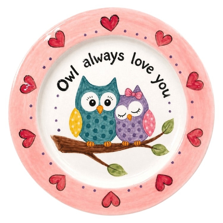 Decorative rimmed hanging plate with two hanging holes for personalised pottery painting projects